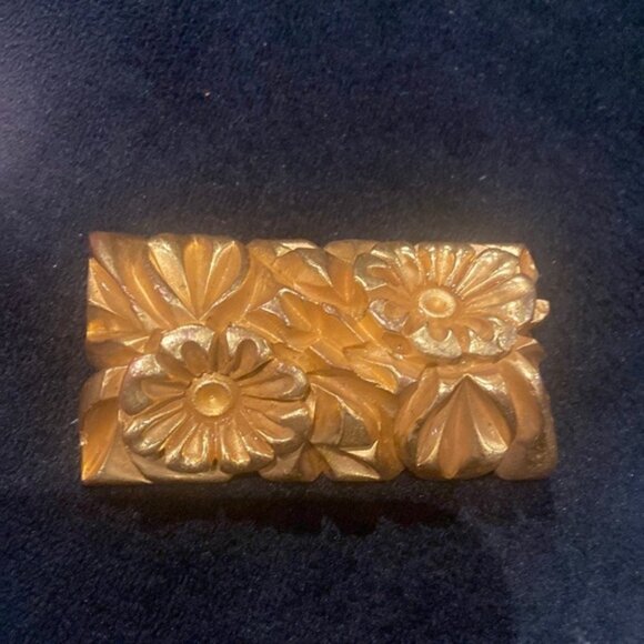 Vintage Bakelite Floral Bar Brooch - Picture 3 of 10